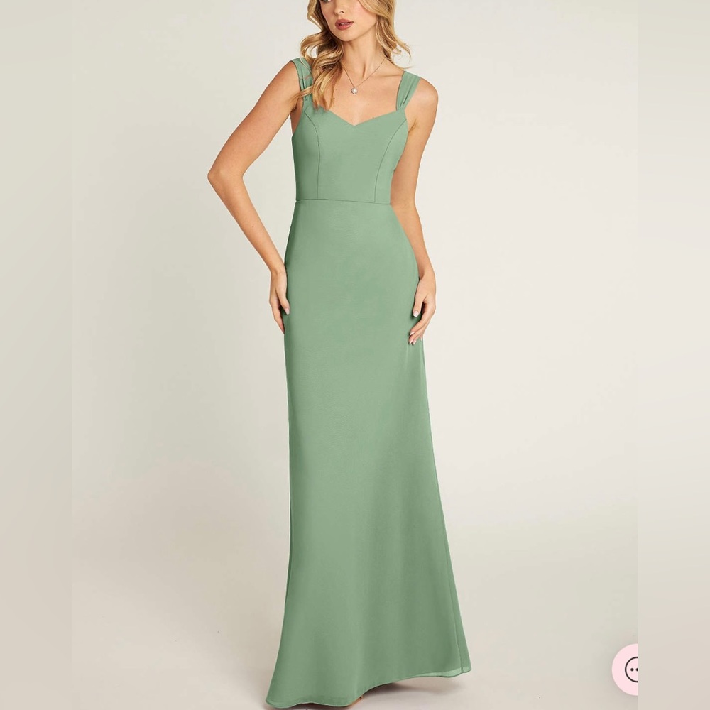 Azazie Denice Sheath Pleated Chiffon Floor-Length Bridesmaid Dress